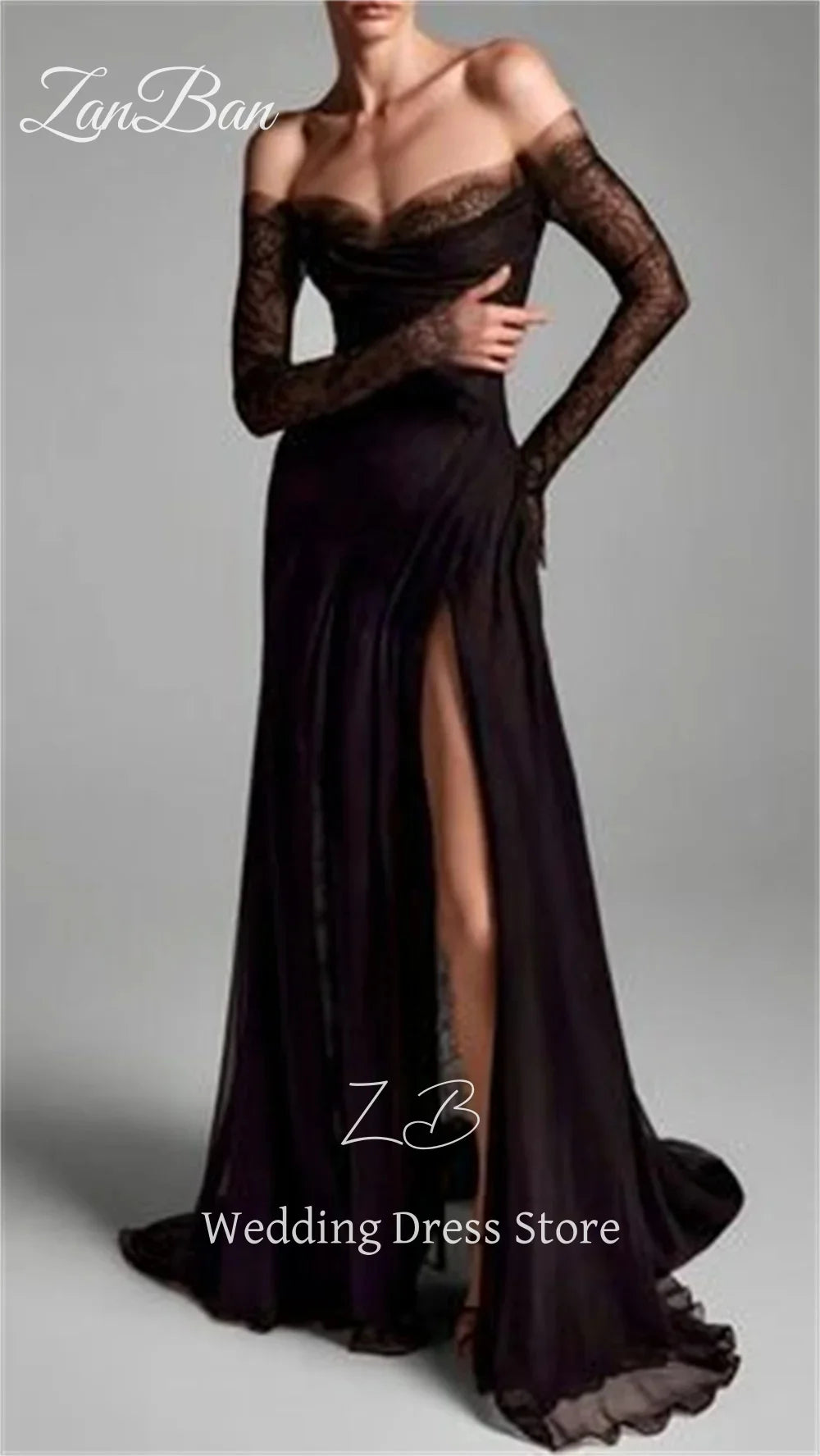 ZanBan Sexy Black Prom Dresses Off Shoulder